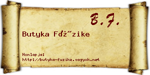 Butyka Füzike névjegykártya